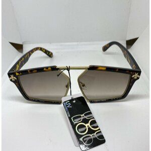 Retro Sunglasses Tortoise Brown and Gold Frame Brown Lens Gold Bumblebee Detail